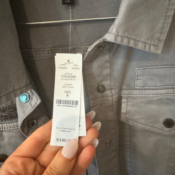 WHITE HOUSE BLACK MARKET WOMEN'S SIZE SMALL CHARCOAL GREY LONG JACKET NWT TOP TO - Picture 3 of 6